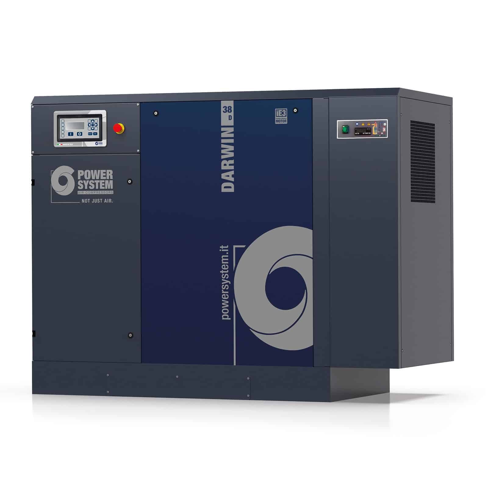 Darwin 38-10 D Screw compressor with belt transmission, complete with dryer.