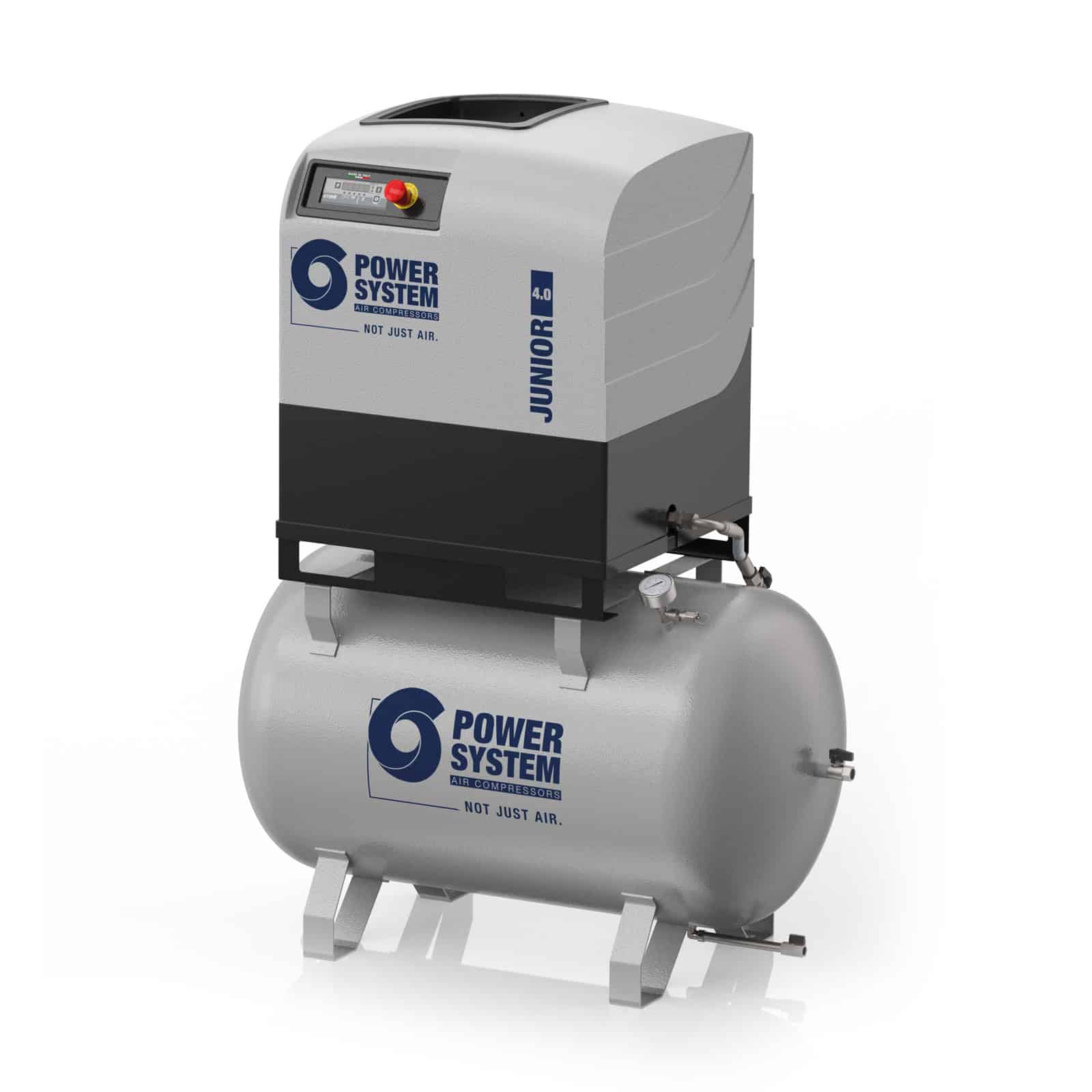 JUNIOR 4.0-10-270 D Compressore a vite compatto, a trasmissione diretta, completo di serbatoio.