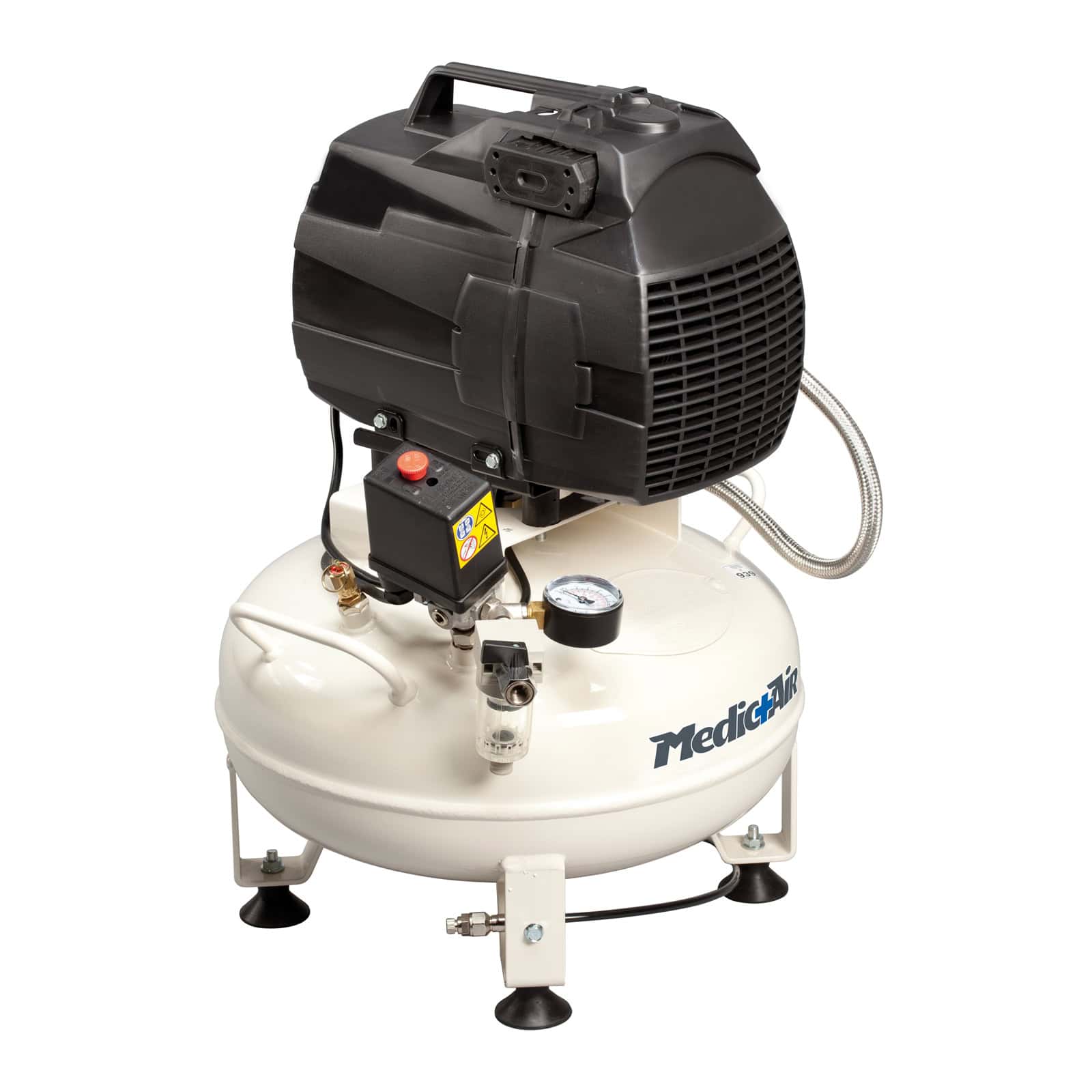 Med 102-24V-0,75M Compressore oilless MedicAir, studiato e progettato per dentisti e laboratori.