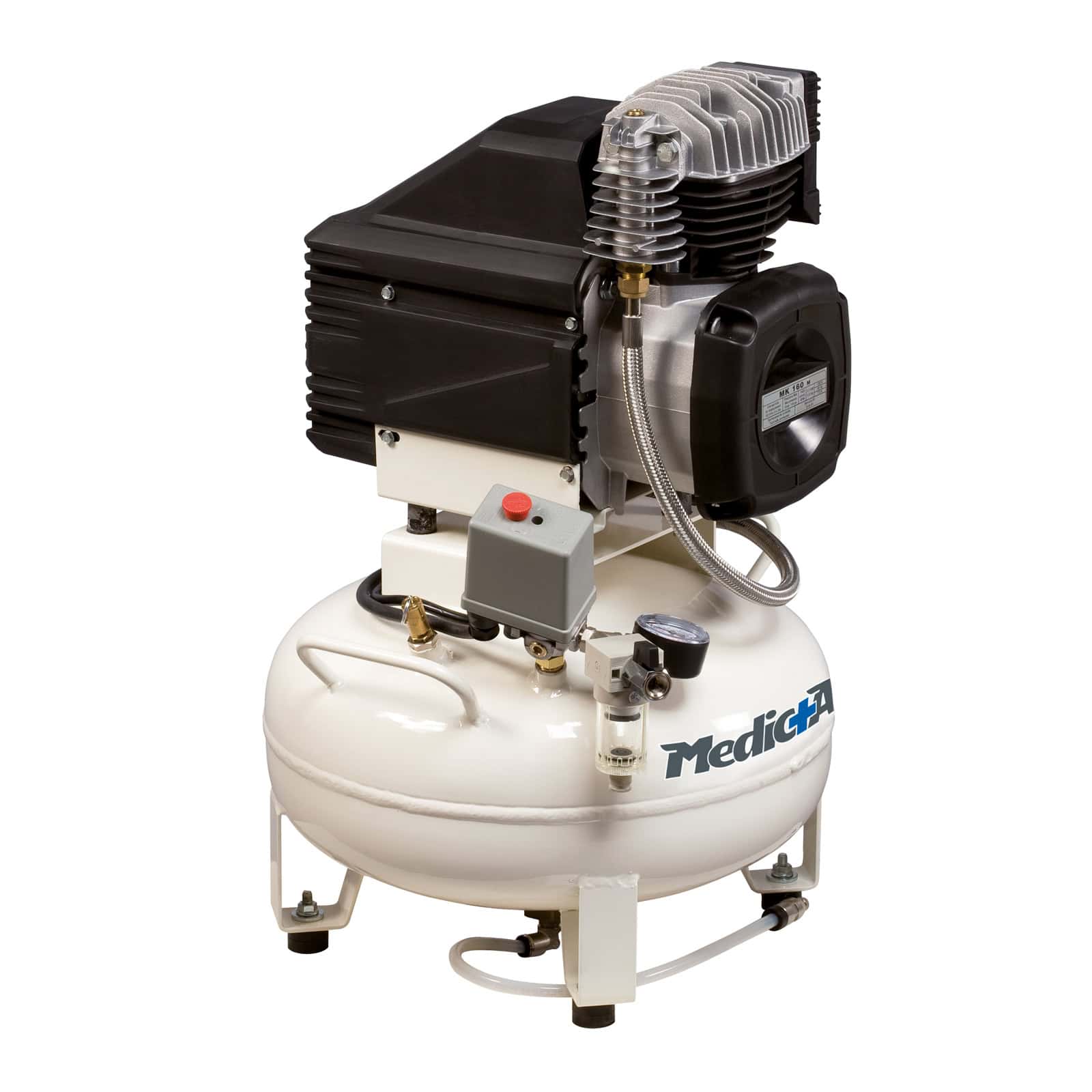 Med 160-24V-1,5M MedicAir oilless compressor, designed for dentists and laboratories.