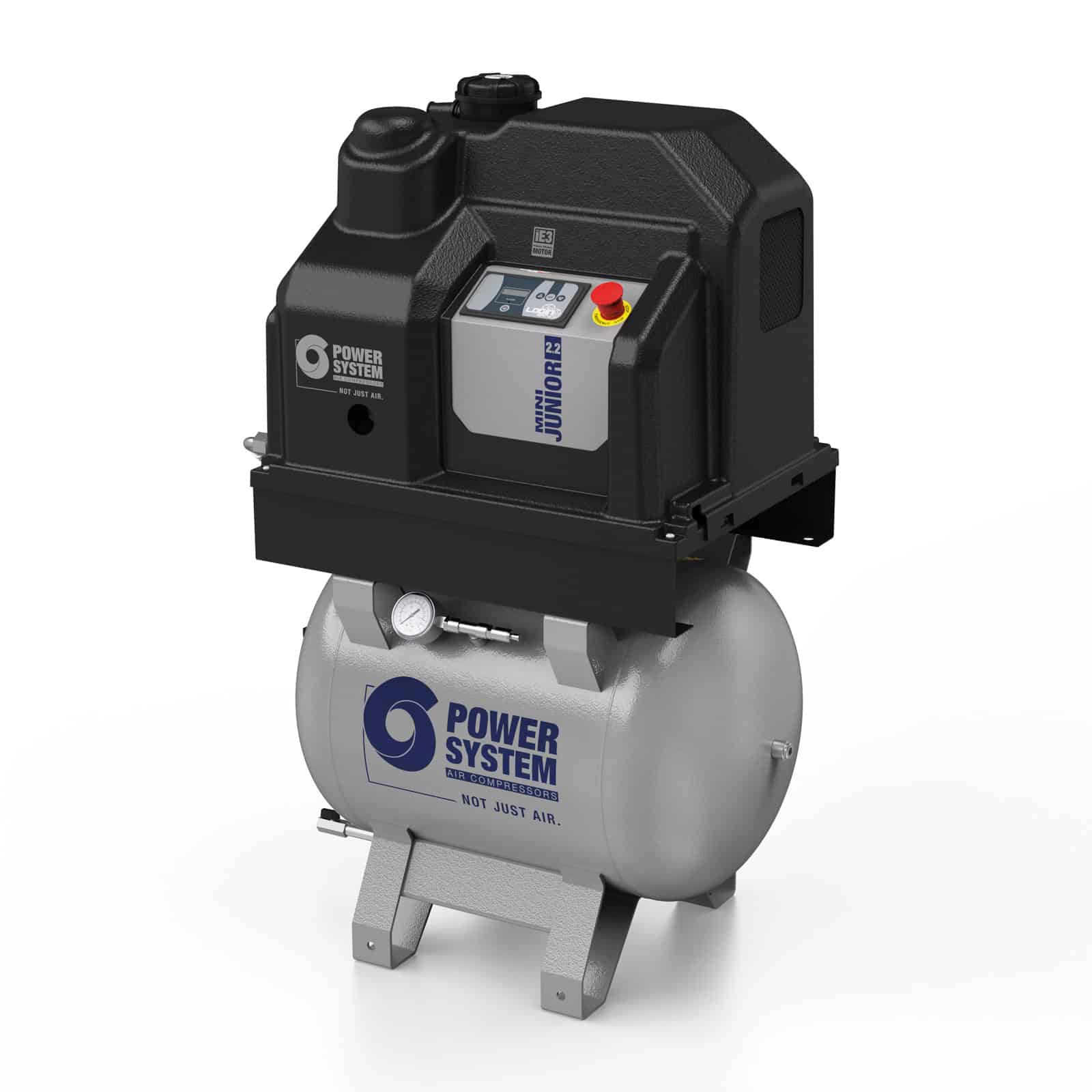 MINI JUNIOR 2.2-08-90 The smallest and most compact direct drive transmission screw compressor, complete with tank.