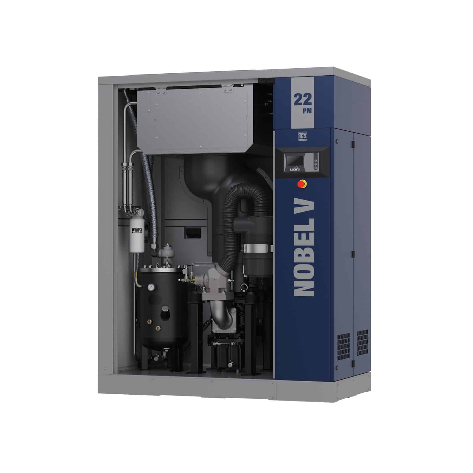 NOBEL V 18.5-10 PM Direct driven screw compressor with vertical arrangement and variable speed with HDPM permanent magnet motor. dettaglio