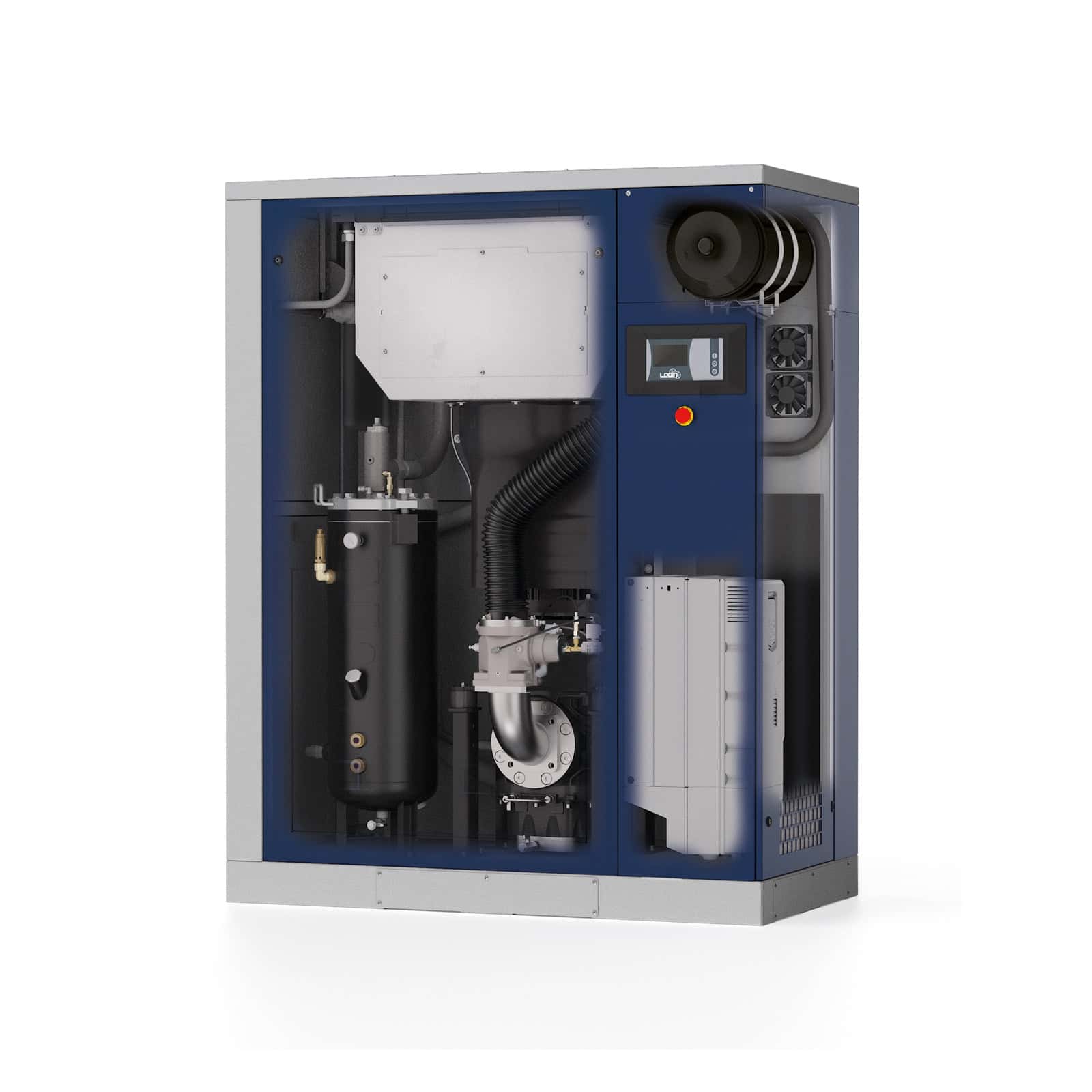 NOBEL V 37-10 PM Direct driven screw compressor with vertical arrangement and variable speed with HDPM permanent magnet motor. dettaglio