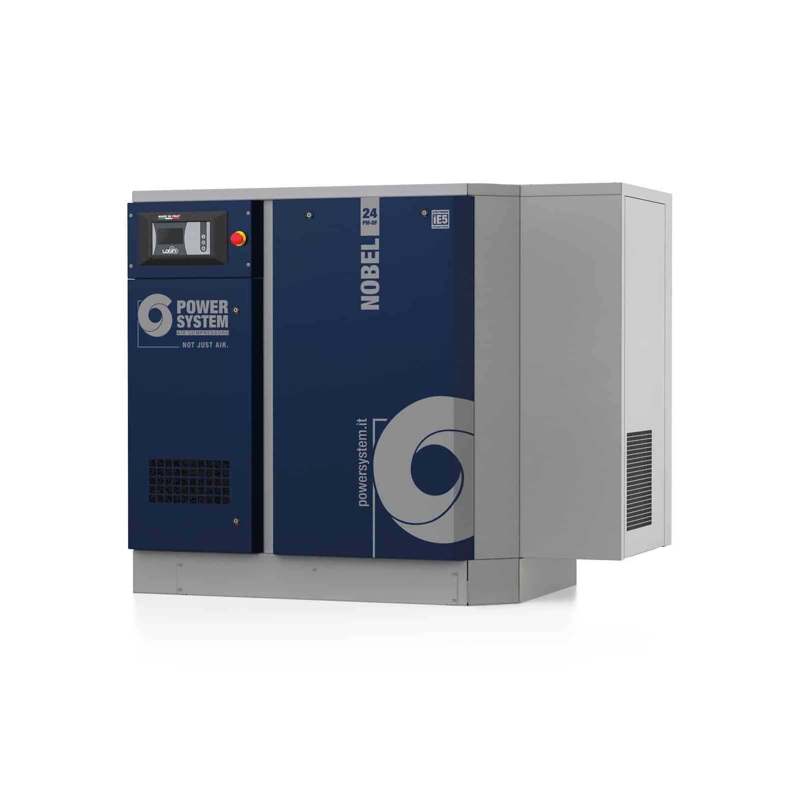 NOBEL 24-10 PM-DF Screw compressor with direct drive transmission and permanent magnet motor with inverter.