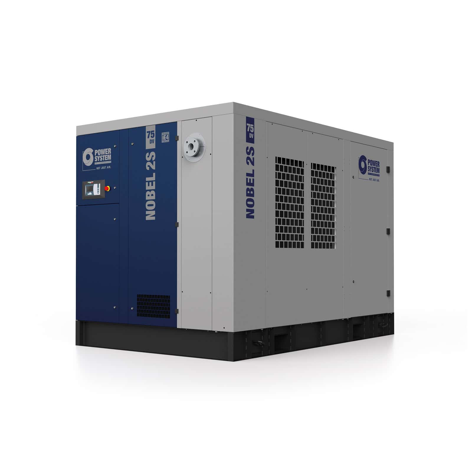 NOBEL 2S 75-10 DV Highly efficient compressor with two-stage air-end, with direct drive transmission and inverter.