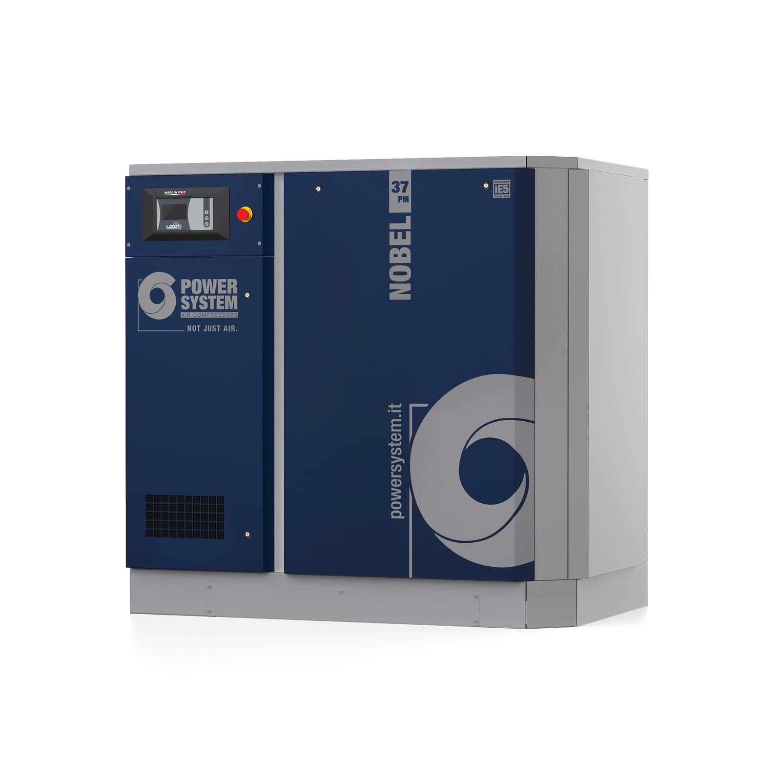 NOBEL 37-08 PM Screw compressor with direct drive transmission and permanent magnet motor with inverter.