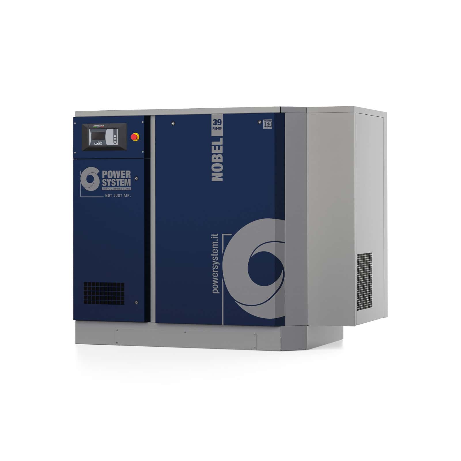 NOBEL 39-10 PM-DF Screw compressor with direct drive transmission and permanent magnet motor with inverter.