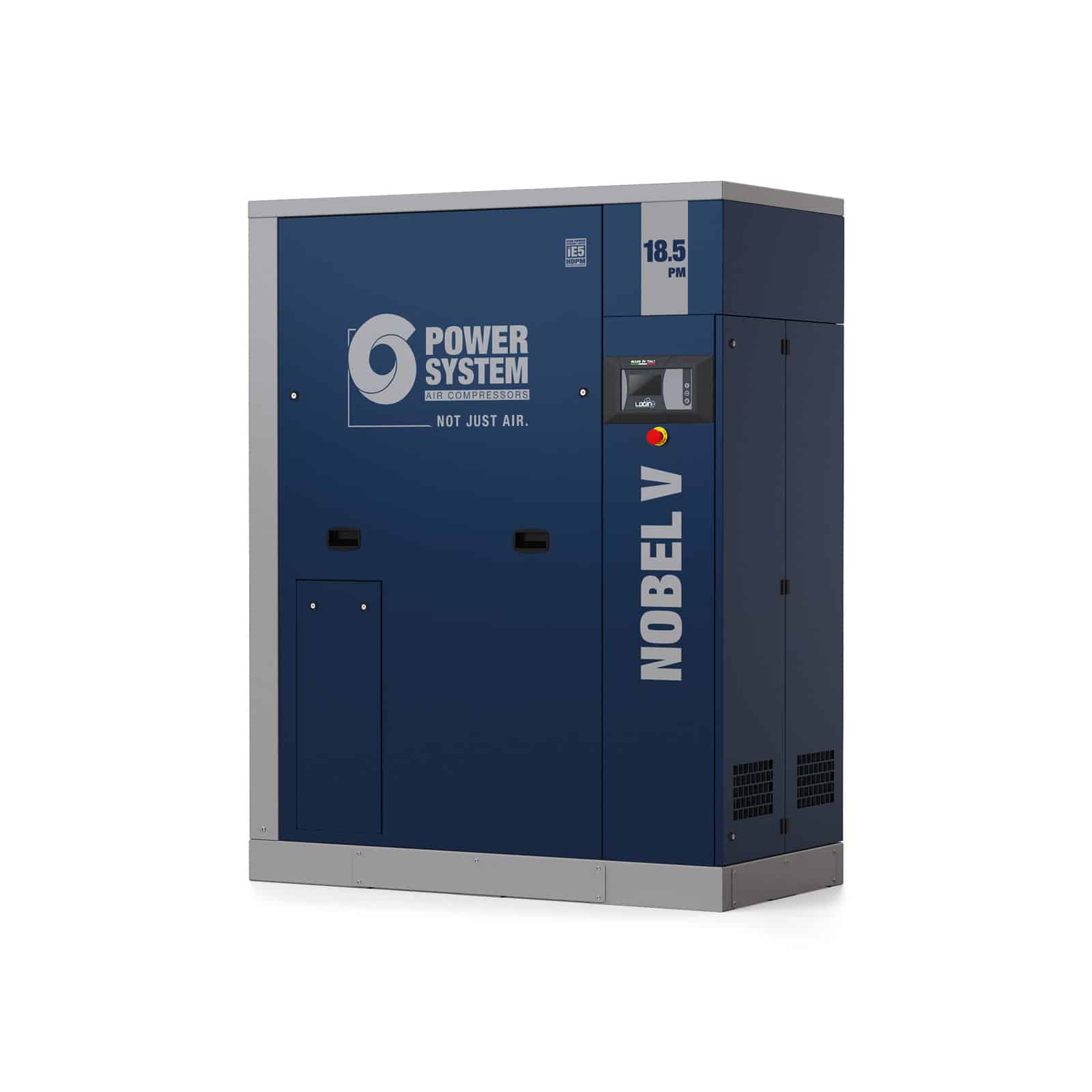 NOBEL V 18.5-10 PM Direct driven screw compressor with vertical arrangement and variable speed with HDPM permanent magnet motor.