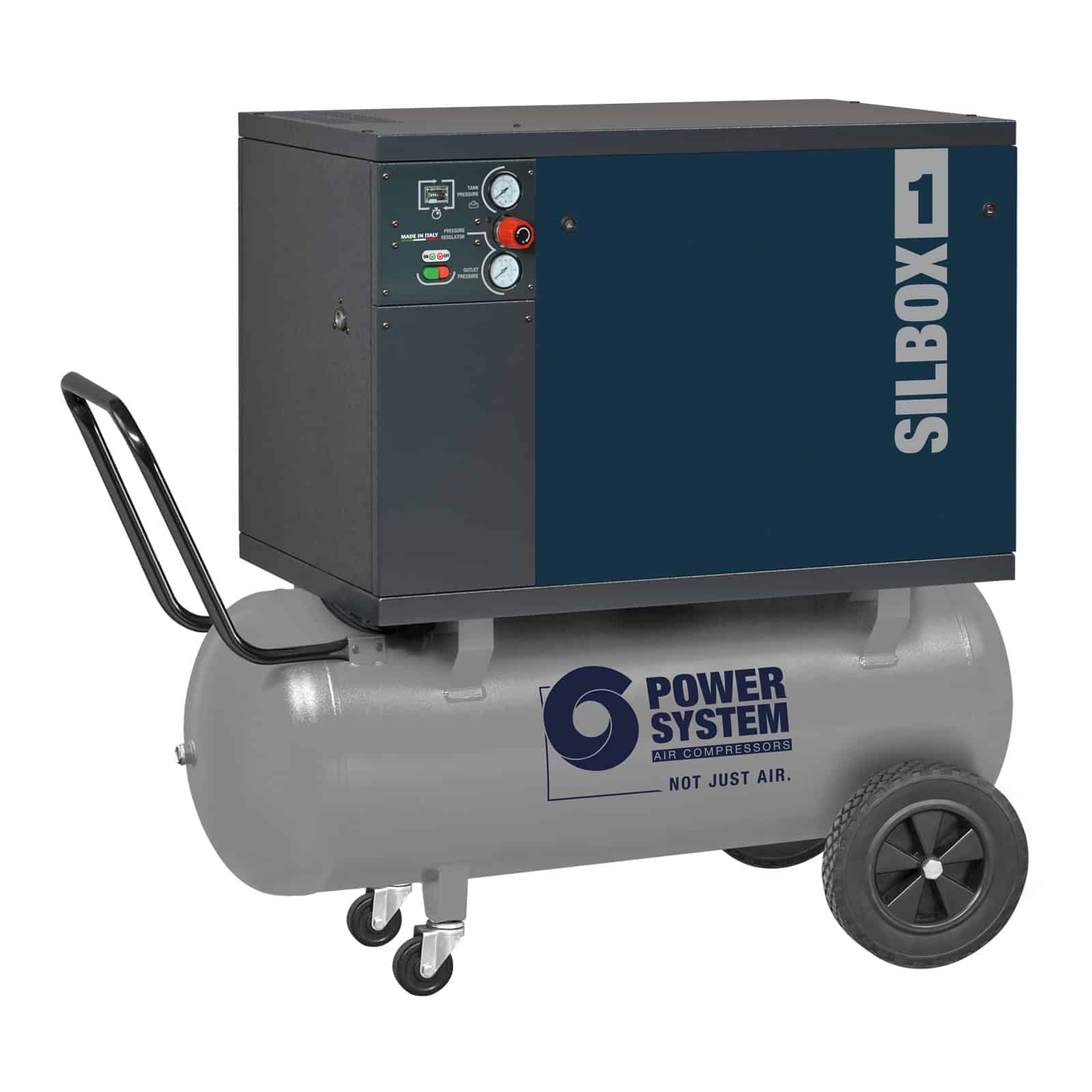 SILBOX 1 PS17/100 CM3 Professional silenced single-stage belt driven compressor, complete with tank.