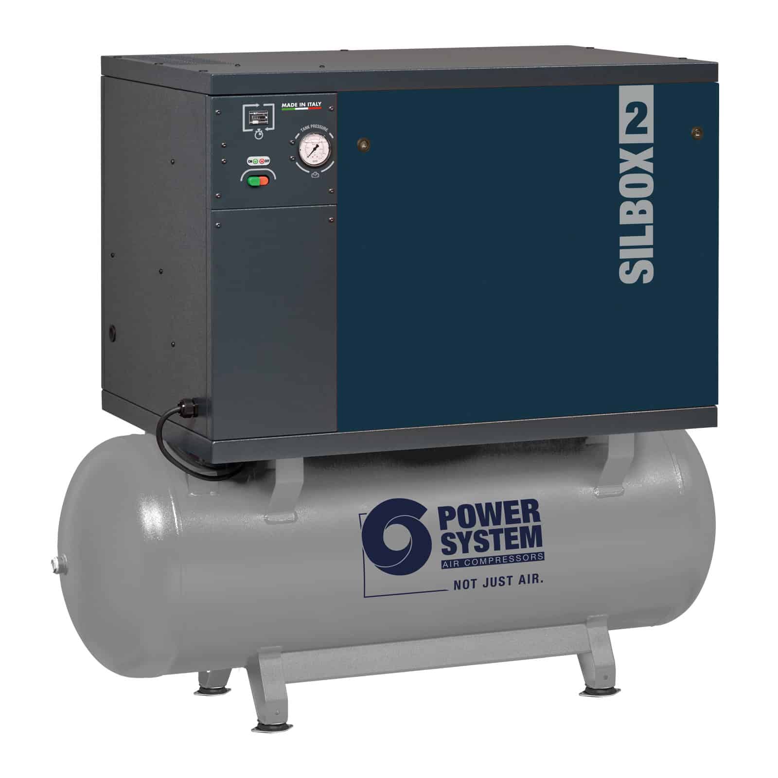 SILBOX 2 PS28/270 FT5,5 SD Compressore silenziato professionale a cinghia bistadio, completo di serbatoio.