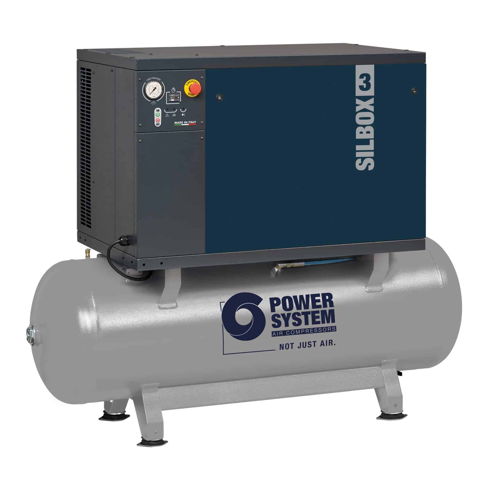 SILBOX 3 PS50/500 FT10 SD Professional silenced two-stage belt driven compressor, complete with tank.